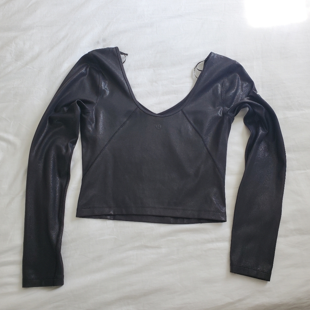 Lululemon Align Shine Crop Longsleeve Top Black S - Picture 5 of 6